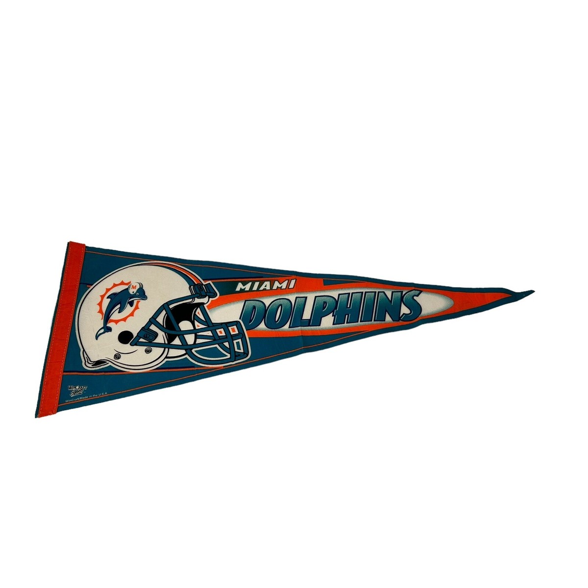 Vintage 90s Miami Dolphins Pennant WINCRAFT 30 inches Teal Orange 