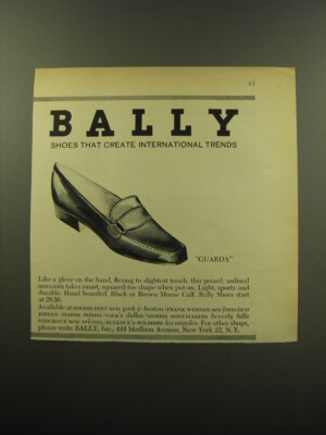 1959 Bally Guarda Shoes Ad - Bally Shoes that create international trends