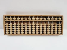 Vintage Wooden 15 Row Tapered Beads Abacus Dovetail Case Chinese Characters