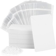 yuntop 100 Pcs Earring Cards with 100Pcs Self Adhesive Bags for White