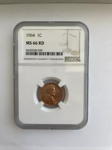 1964 1C RD  Lincoln Memorial One Cent  NGC MS66RD    