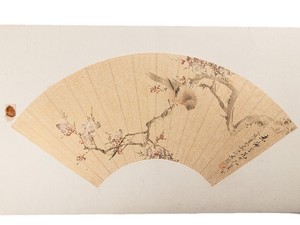 Guangxu Period Chinese Fan Painting Sparrow Ye Yong