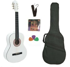 Chitarra Classica 4/4 Bianca SMT Custodia morbida Tracolla Plettri Corde Omaggio