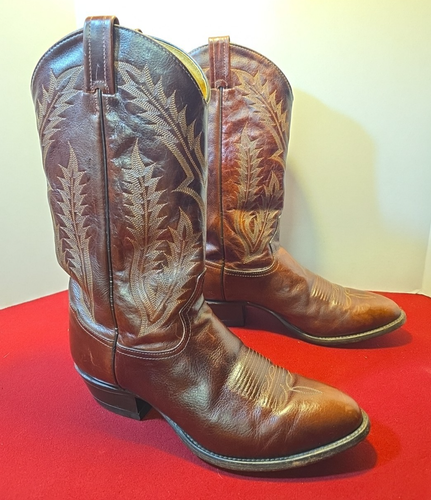 Herren Tony Lama dunkelbraun Leder Cowboy Western Stiefel Größe 10 D