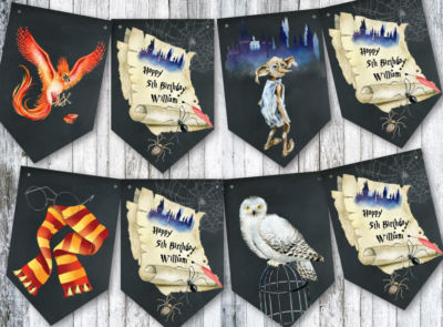 Personalised Hogwarts School of Magic Bunting/Banner &amp; Ribbon | eBay UK