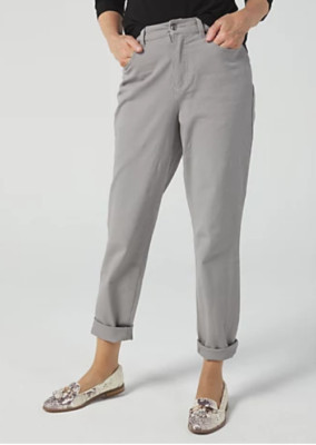 WULI:LUU by Gok Wan Twill Hose Regular, Größe 10, grau, neu mit Etikett (UVP 52 £)