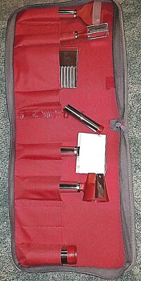 Wolfgang Puck Eight (8) Red Utensils in Red Zipper Binder Appears Unused SEE PIC