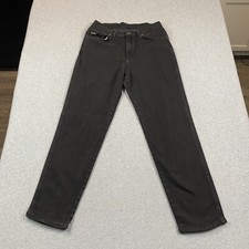 VINTAGE Lee Jeans Womens 14 M 32x31 Mom Jean Black Denim Stretch 90s MADE IN USA
