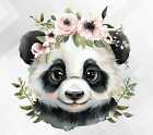 Floral Panda Nursery Wall vinyl sticker decal tb384