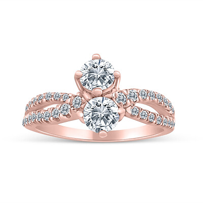 1/2ctw Diamant Ring mit zwei Steinen in 10k Rotgold (H-I, I2-I3, 1/2ctw)