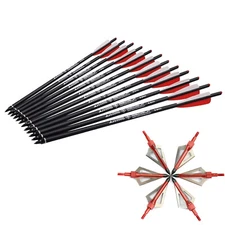 12pcs 20 inch Crossbow Bolts Carbon Arrows + Broadheads 100 grain Target Hunting
