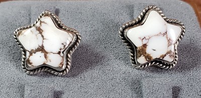 Wild Horse Magnesite Sterling Silver Star Pierced Earrings 