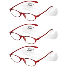 Calabria 719 Flexie Oval Reading Glasses 2.00 Red 3pack Men/Women Bendable On