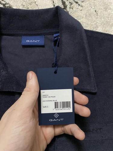 Gant Terry SS Pique Polo Shirt Evening Blue BNWT Size Small Men’s 2063014-433 - Picture 7 of 9