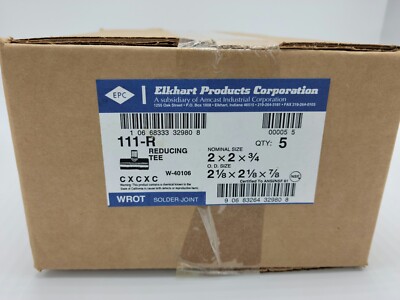Copper Pressure Reducing Tee Lot (5 Pieces) W-40106, Nom 2 x 2 x 3/4
