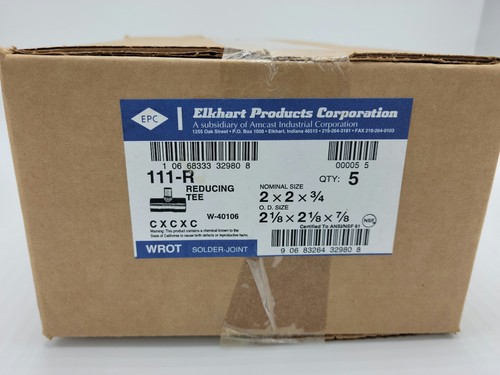 Copper Pressure Reducing Tee Lot (5 Pieces) W-40106, Nom 2 x 2 x 3/4