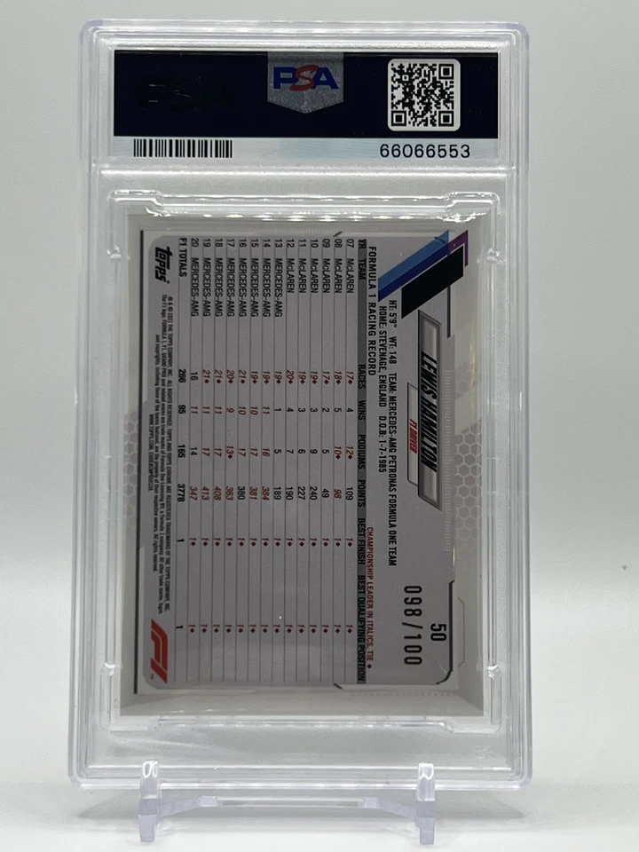 2021 Topps Chrome F1 Sapphire Ed Negative #50 Lewis Hamilton 98/100 PSA 10 POP 2 - Image 2 of 3
