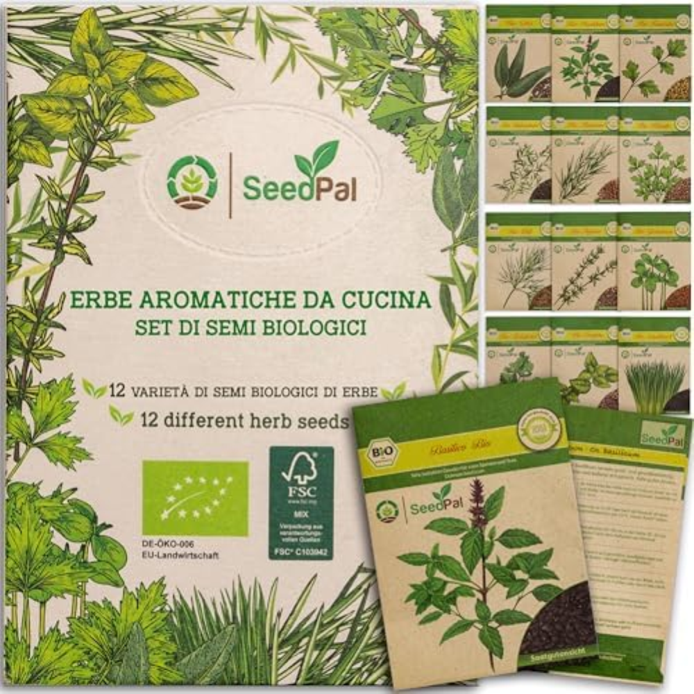 Semi orto - 12 semi piante di erbe aromatiche diverse in qualitÃ  BIO - per giar
