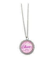 Cheer Pink Circle Charm on Silver Plated Necklace Chain Cheerleader Squad Gift