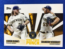 2023 #12P-2 Corbin Burnes-Brandon Woodruff Topps Series 1 Baseball One-Two Punch
