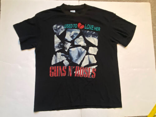 Guns N Roses Vintage ORIGINAL Shirt Used To Love Her Single Stitch Lies 89 RARE - Picture 1 of 7