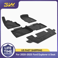 3W Floor Mats TPE For Ford Explorer 6 Seat 2020-2024 Custom Fit Weather Liner