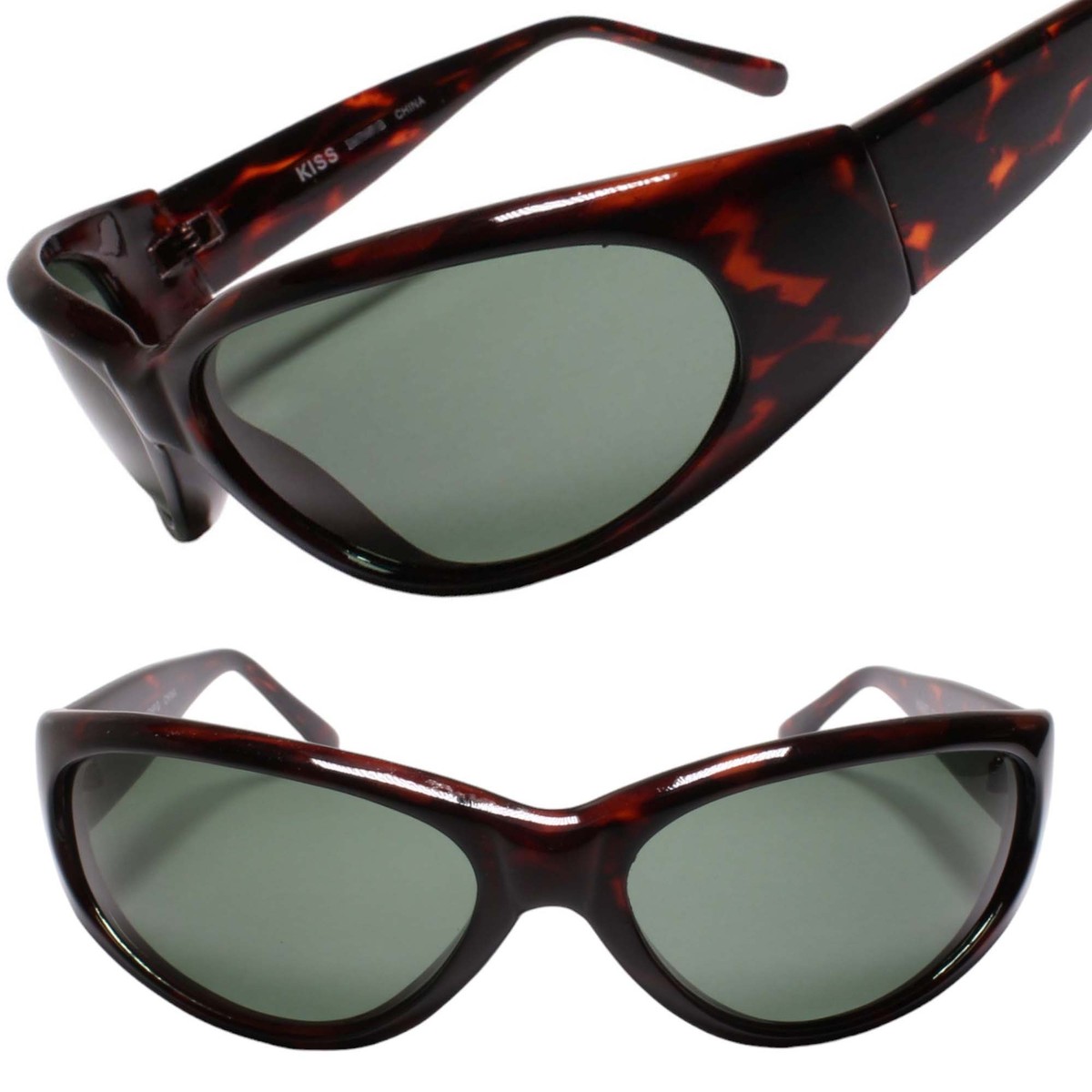 Old Stock Y2K True Vintage Wrap Around Oval Shape Green Lens