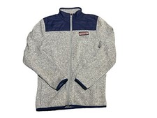 Vineyard Vines Fleece Full Zip Gray Blue Boys Medium Jacket Sweater 12 14