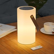 Solar Table Lamp Outdoor Waterproof Portable LED Table Lamp Warm RGB Recharge...