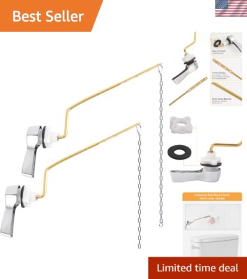 Universal Chrome Adjustable Flush Lever with Stainless Steel Chains - 2 Pack