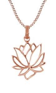 Authentic Symbolism Lotus Flower Pendant 14K Rose Gold Plated Sterling For Womens
