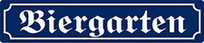 Strassennamenschild - Biergarten XXL Blechschild, 84 x 17,5 cm, flach