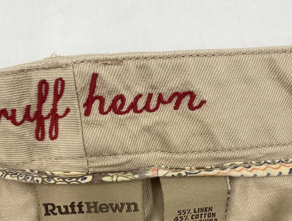 Ruff Hewn Well Worn Womens Beige Tan Shorts, Size 12, Linen, Pre-Owned Used Good - Изображение 3 из 4