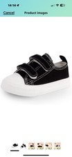 Size 13.5-1 Toddler Boys and Girls Low Top Canvas Adjustable Strap Sneakers