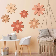 6 Pcs Daisy Wall Decor Wooden Daisy Art Flowers Wall Signs Hanging Plaque for...