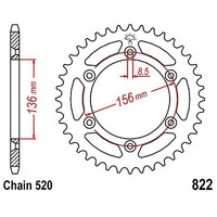 Kettenrad Stahl 43-ZäHne 520-Teilung FüR Suzuki DR 350 SH Bj. 1992-1994