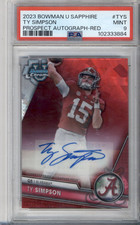 2023 BOWMAN UNIVERSITY CHROME SAPPHIRE RED #PA-TYS TY SIMPSON AUTO /5 PSA 9