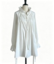Adults Medieval Style Ruffled Neck Blouse Historical Renaissance Poet Shirt