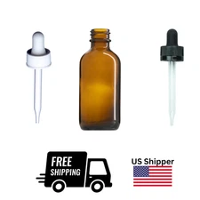 2oz 60ml Amber Glass Dropper Bottle – Refillable Boston Round w/ Child Cap