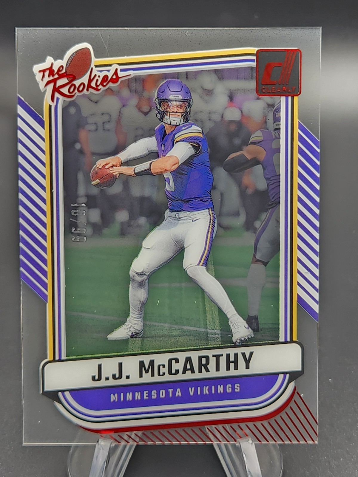 J.J. McCarthy 2024 Panini Clearly Donruss The Rookies Red #10/99