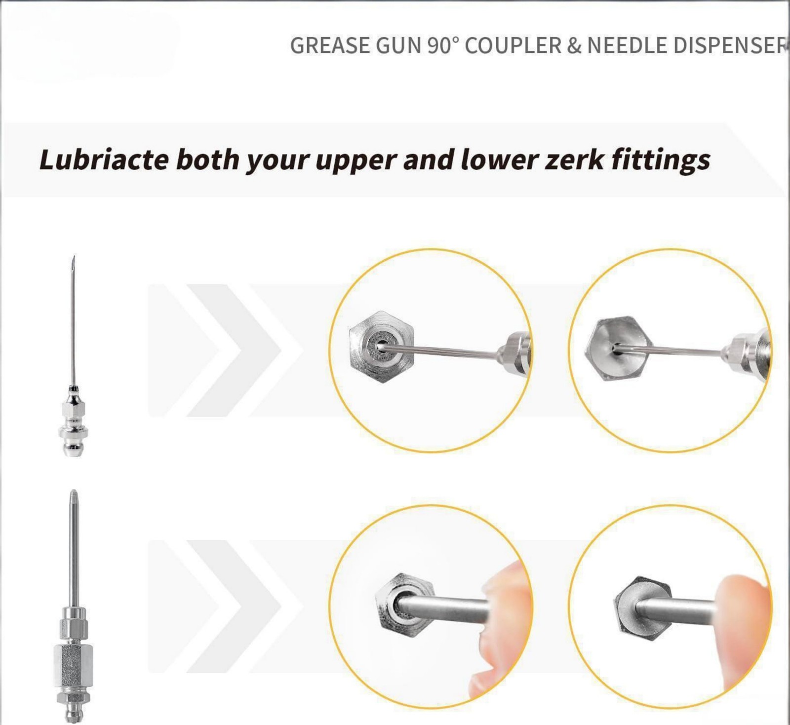 Heavy-Duty Carbon Steel Grease Gun Kit 4-Piece 1/8"NPT Leak-Free Connections