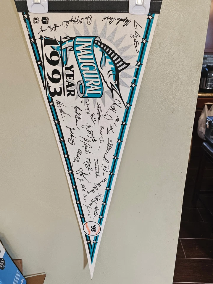 FLORIDA MARLINS  1993  INAUGURAL MLB FELT PENNANT 12X30 INCH 9/27/25 - Image 2 of 2