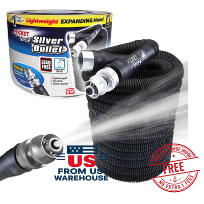 Pocket Hose Silver Bullet 75FT Expandable Garden Hose w/ Turbo Shot Nozzle