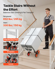 VEVOR Stair Climbing Cart, 330 lbs Capacity Aluminum Alloy Folding Trolley with