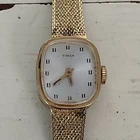 Timex Vintage Women's Gold-Tone Cushion White Dial Mesh Manual Dress Watch