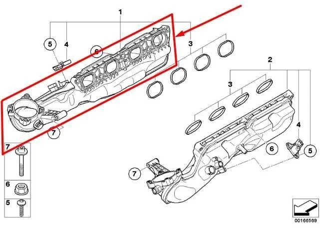 BMW 750Li xDrive 2010-2012 4,4 L lado derecho colector de admisión del motor 115 k 7555663 Foto 2 de 4