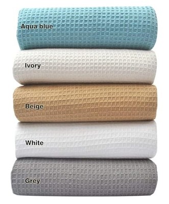  100% Cotton Waffle Weave Blankets Twin Size - Soft and Twin XL Light Grey