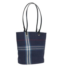 Borsa BURBERRY Nova Check Tote Bag Tela Argento Navy Autentica ac3310
