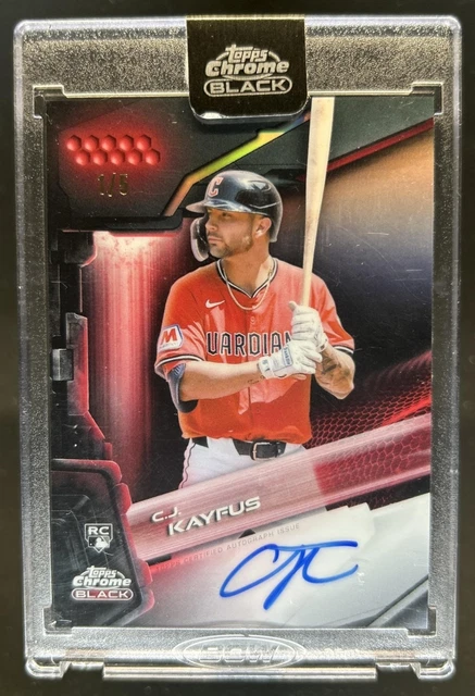 2026 Topps Chrome Black C.J. Kayfus Auto RC Red Refractor Rookie #/5 Guardians