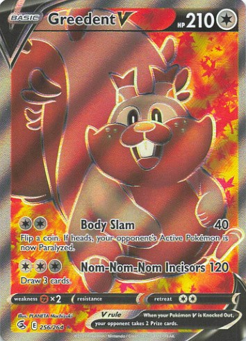 Greedent V 256/264 Ultra Rare Fusion Strike Pokemon Holo Near Mint